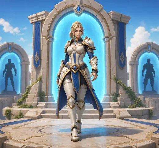 A Champion standing at the portal